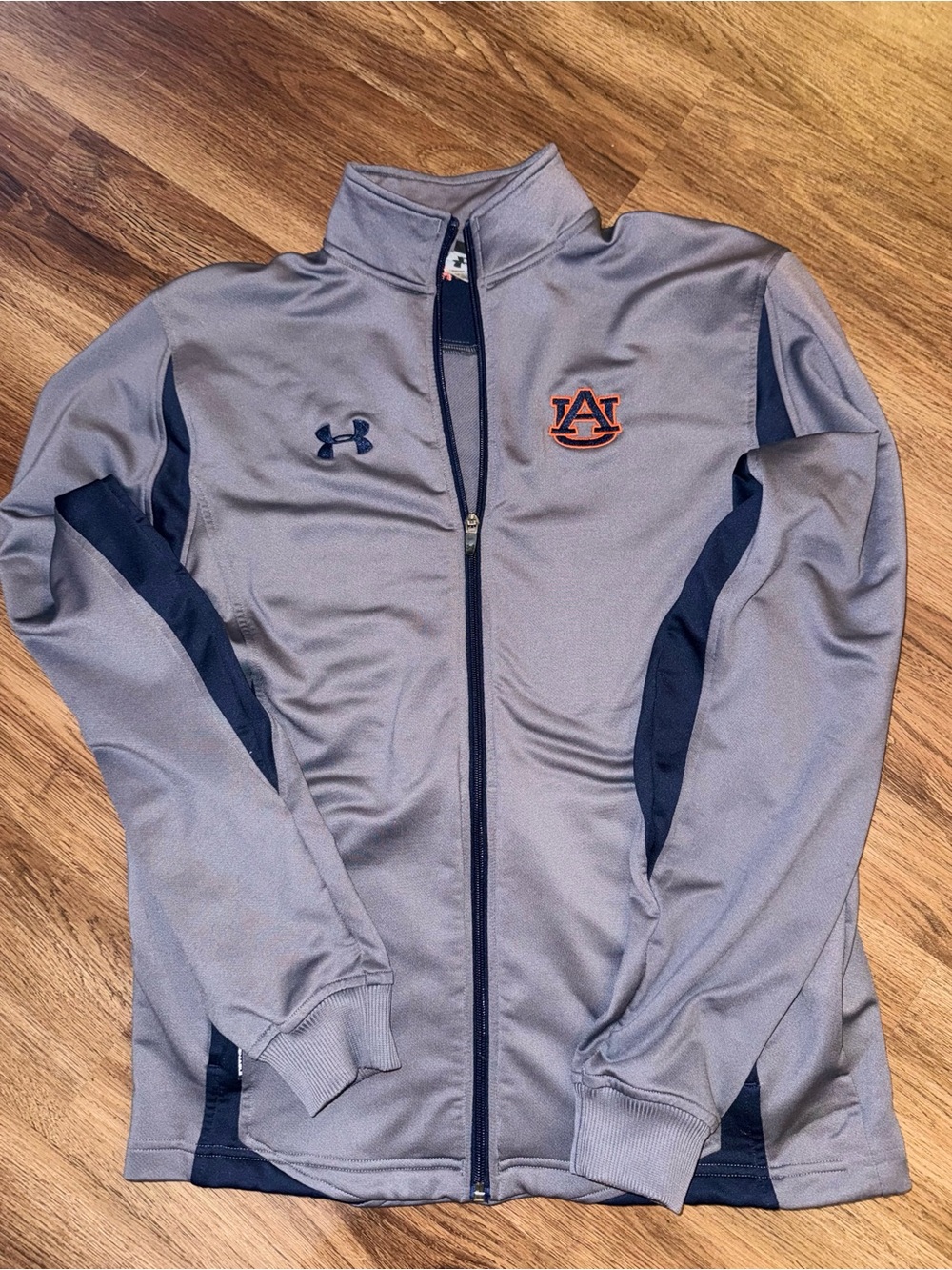 Under Armour Gray and Navy Auburn Full-Zip Bomber
